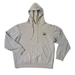 Huk mens M Medium gray solid cotton polyester pullover hoodie EUC